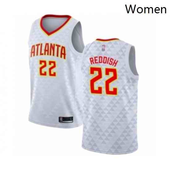 Womens Atlanta Hawks 22 Cam Reddish Authentic White Basketball Jersey Association Edition